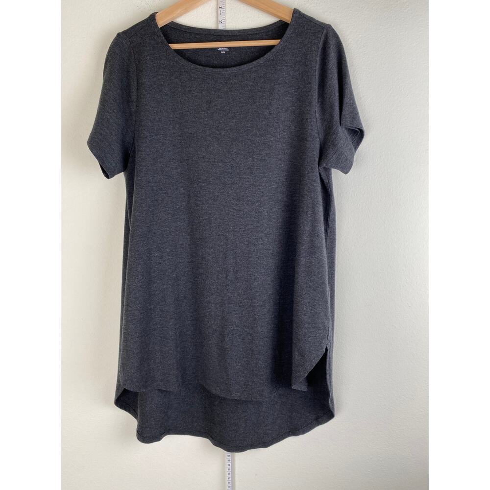 Eileen Fisher Stretch Jersey Tunic Tee Gray High Low Top Medium - Picture 5 of 10